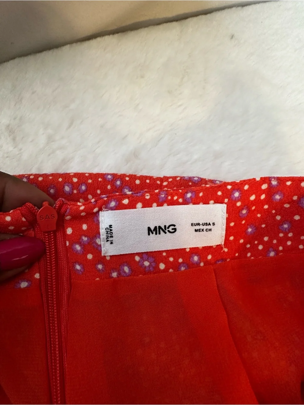 Mango Red Floral Asymmetrical Tie-Waist Skirt